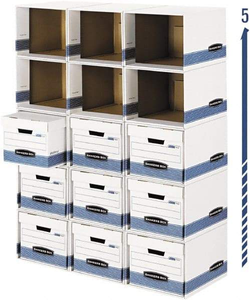 BANKERS BOX - 1 Compartment, 6-1/2" Wide x 21-3/4" High x 6-1/2" Deep, Storage Box - Corrugated, White/Blue - Best Tool & Supply