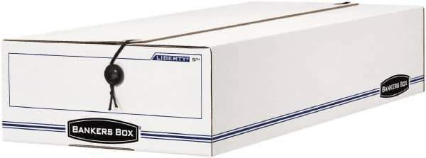 BANKERS BOX - 1 Compartment, 9-1/4" Wide x 4-1/4" High x 15" Deep, Storage Box - Corrugated Cardboard, White/Blue - Best Tool & Supply