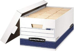 BANKERS BOX - 1 Compartment, 12-7/8" Wide x 10-1/4" High x 25-3/8" Deep, Storage Box - Corrugated Cardboard, White/Blue - Best Tool & Supply