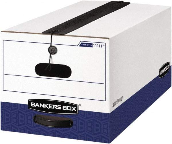 BANKERS BOX - 1 Compartment, 12-1/4" Wide x 10-3/4" High x 24-1/8" Deep, Storage Box - Corrugated Cardboard, White/Blue - Best Tool & Supply