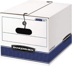 BANKERS BOX - 1 Compartment, 12-1/4" Wide x 11" High x 24-1/8" Deep, Storage Box - Corrugated Cardboard, White/Blue - Best Tool & Supply