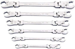 GearWrench - 9 x 11mm, Double End Head, Ratcheting Flare Nut Wrench - 7-3/4" OAL, Steel, Full Polish, 6 Points - Best Tool & Supply