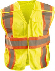 OccuNomix - Size XL/2XL High Visibility Yellow Mesh Expandable Vest - 50 to 56" Chest, ANSI 107-2015, Hook & Loop Closure, 3 Pockets, Polyester - Best Tool & Supply