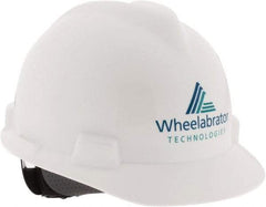 MSA - ANSI Type I, Class E Rated, 4-Point, Ratchet Adjustment Hard Hat - Blue, Standard Brim, Wheelbrator - Best Tool & Supply