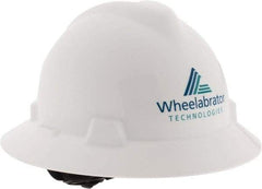 MSA - ANSI Type I, Class E Rated, 4-Point, Ratchet Adjustment Hard Hat - Blue, Full Brim, Wheelbrator - Best Tool & Supply