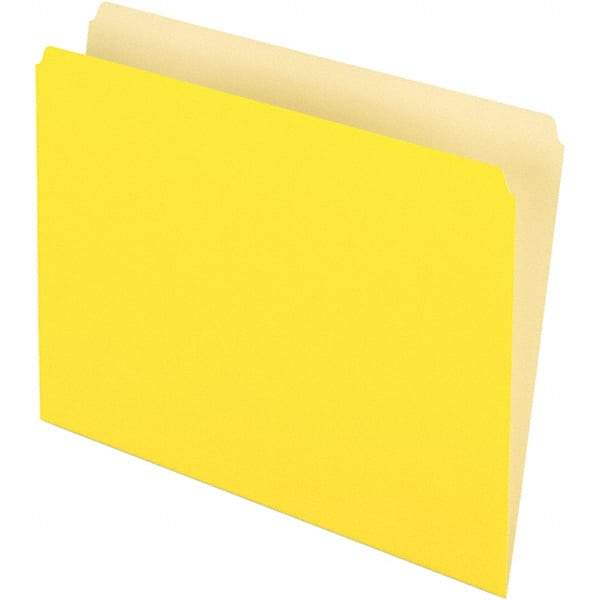 Pendaflex - 9-1/2 x 11-5/8", Letter Size, Yellow, File Folders with Top Tab - 11 Point Stock, Straight Tab Cut Location - Best Tool & Supply