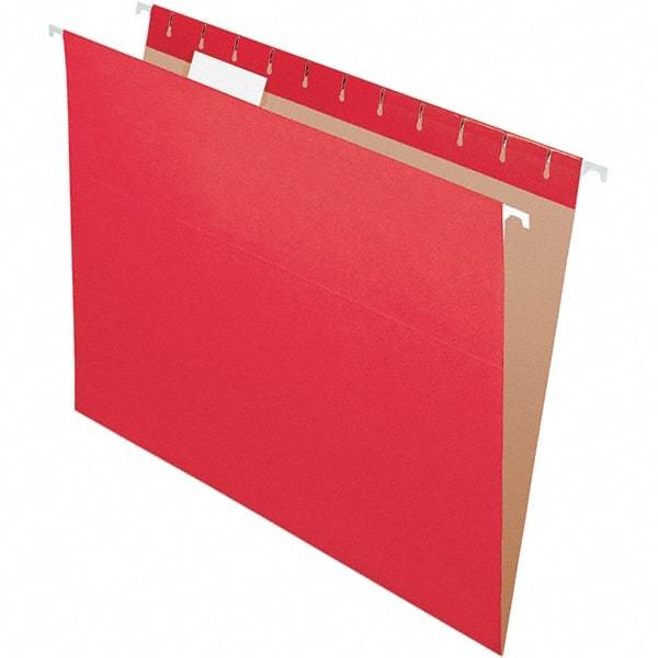 Pendaflex - 8-1/2 x 11", Letter Size, Red, Hanging File Folder - 11 Point Stock, 1/5 Tab Cut Location - Best Tool & Supply