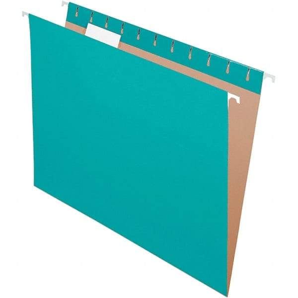 Pendaflex - 8-1/2 x 11", Letter Size, Aqua, Hanging File Folder - 11 Point Stock, 1/5 Tab Cut Location - Best Tool & Supply