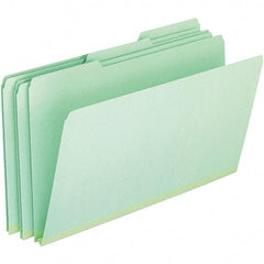 Pendaflex - 9-1/2 x 14-5/8", Legal, Green, File Folders with Top Tab - 25 Point Stock, Assorted Tab Cut Location - Best Tool & Supply