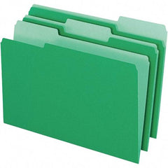 Pendaflex - 9-1/2 x 14-5/8", Legal, Green/Light Green, File Folders with Top Tab - 11 Point Stock, Assorted Tab Cut Location - Best Tool & Supply