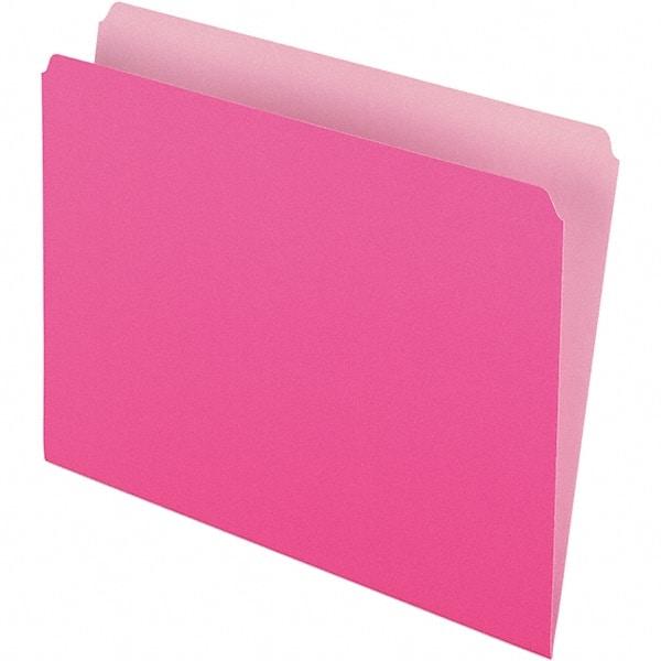 Pendaflex - 9-1/2 x 11-5/8", Letter Size, Pink, File Folders with Top Tab - 11 Point Stock, Straight Tab Cut Location - Best Tool & Supply