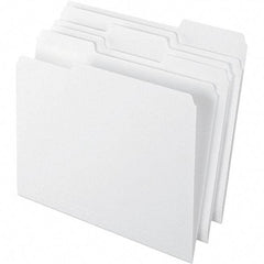 Pendaflex - 9-1/2 x 11-5/8", Letter Size, White, File Folders with Top Tab - 11 Point Stock, Assorted Tab Cut Location - Best Tool & Supply