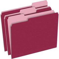 Pendaflex - 9-1/2 x 11-5/8", Letter Size, Burgundy, File Folders with Top Tab - 11 Point Stock, Assorted Tab Cut Location - Best Tool & Supply