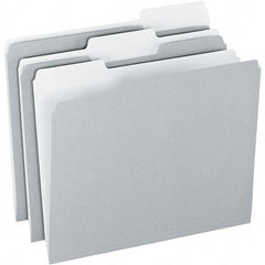 Pendaflex - 9-1/2 x 11-5/8", Letter Size, Gray/Light Gray, File Folders with Top Tab - 11 Point Stock, Assorted Tab Cut Location - Best Tool & Supply