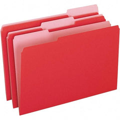 Pendaflex - 9-1/2 x 14-5/8", Legal, Red/Light Red, File Folders with Top Tab - 11 Point Stock, Assorted Tab Cut Location - Best Tool & Supply