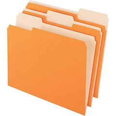 Pendaflex - 9-1/2 x 11-5/8", Letter Size, Orange/Light Orange, File Folders with Top Tab - 11 Point Stock, Assorted Tab Cut Location - Best Tool & Supply