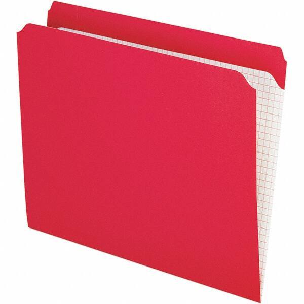 Pendaflex - 9-1/2 x 11-5/8", Letter Size, Red, File Folders with Top Tab - 11 Point Stock, Straight Tab Cut Location - Best Tool & Supply