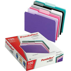 Pendaflex - 11-5/8 x 9-3/16", Letter Size, Assorted Colors, File Folders with Top Tab - 11 Point Stock, Assorted Tab Cut Location - Best Tool & Supply