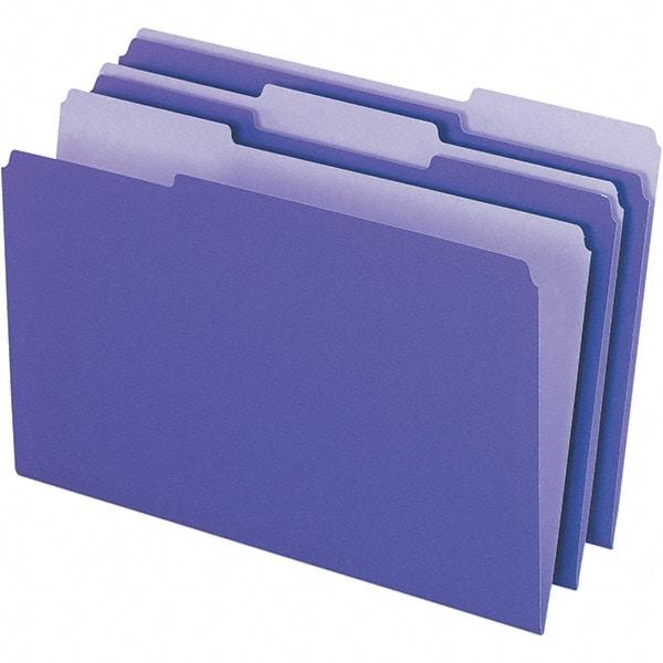 Pendaflex - 14-5/8 x 9-3/16", Legal, Violet, File Folders with Top Tab - 11 Point Stock, Assorted Tab Cut Location - Best Tool & Supply