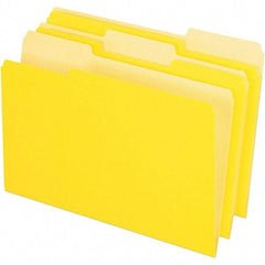 Pendaflex - 9-1/2 x 14-5/8", Legal, Yellow, File Folders with Top Tab - 11 Point Stock, Assorted Tab Cut Location - Best Tool & Supply