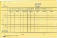 TOPS - 29/32" High x 6-51/64" Wide Weekly Time Cards - Use with Manual Time Record - Best Tool & Supply