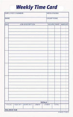 TOPS - 1" High x 4-19/64" Wide Weekly Time Cards - Use with Manual Time Record - Best Tool & Supply