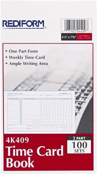 REDIFORM - 29/32" High x 4-13/64" Wide Weekly Time Cards - Use with Manual Time Record - Best Tool & Supply