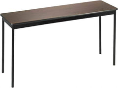 Barricks - 18" Long x 60" Wide x 30" High Stationary Rectangular Utility Tables - 3/4" Thick, Walnut & Black, Wood Grain Laminate/Steel - Best Tool & Supply