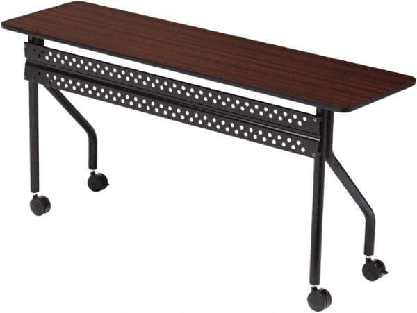 ICEBERG - 18" Long x 60" Wide x 29" High Stationary Rectangular Training Table - 3/4" Thick, Mahogany & Black, Melamine/Laminate/Steel - Best Tool & Supply