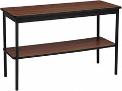 Barricks - 18" Long x 48" Wide x 30" High Stationary Rectangular Utility Tables - 3/4" Thick, Walnut & Black, Wood Grain Laminate/Steel - Best Tool & Supply