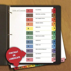 Universal One - 11 x 8 1/2" 8 Tabs, 3-Hole Punched, Tab Divider - Multicolor Tabs, White Folder - Best Tool & Supply