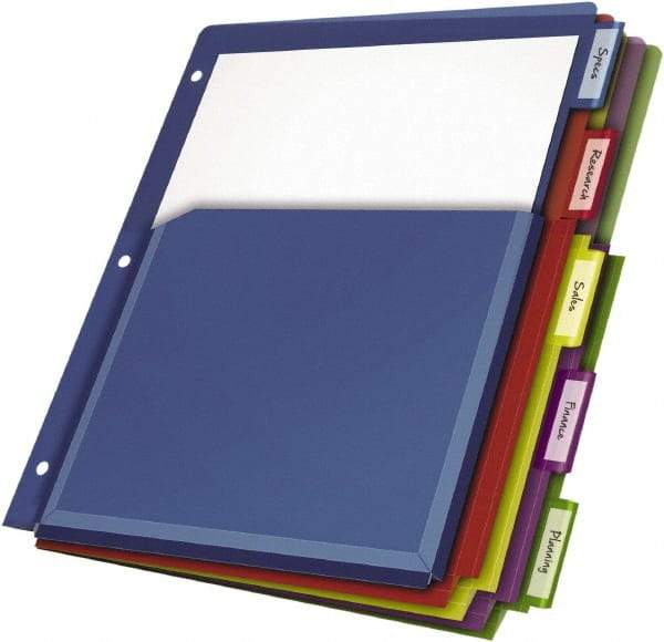 Cardinal - 11 x 8 1/2" 5 Tabs, 3-Hole Punched, Tab Divider - Multicolor Tabs, Multi-Color Folder - Best Tool & Supply