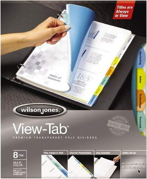 Wilson Jones - 11 x 8 1/2" 12 Tabs, 3-Hole Punched, Tab Divider - Multicolor Tabs, Multi-Color Folder - Best Tool & Supply