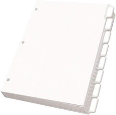 OXFORD - 11 x 8 1/2" 5 Tabs, 3-Hole Punched, Self-Stick Tab - White - Best Tool & Supply