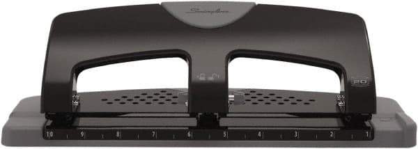 Swingline - Paper Punches Type: 20 Sheet Three-Hole Punch Color: Black/Gray - Best Tool & Supply