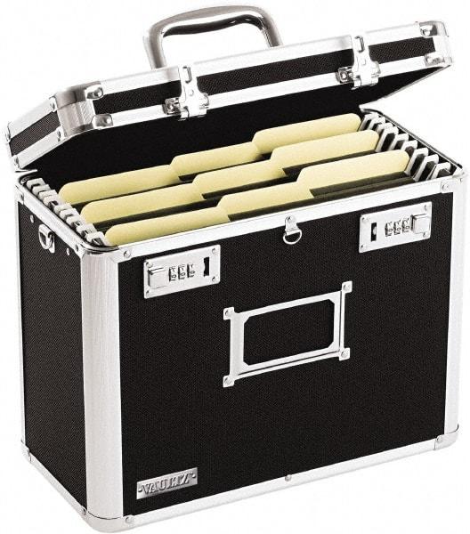 Vaultz - 1 Compartment, 13-3/4" Wide x 12-1/4" High x 7-1/4" Deep, Portable Storage Box - Aluminum, Chrome, PVC & Rubber, Black - Best Tool & Supply