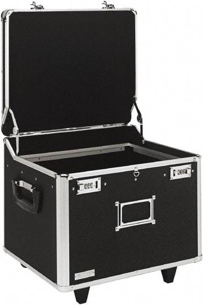 Vaultz - 1 Compartment, 15-1/4" Wide x 11-1/2" High x 12-1/4" Deep, Portable Storage Box - Aluminum, Chrome & PVC, Black - Best Tool & Supply