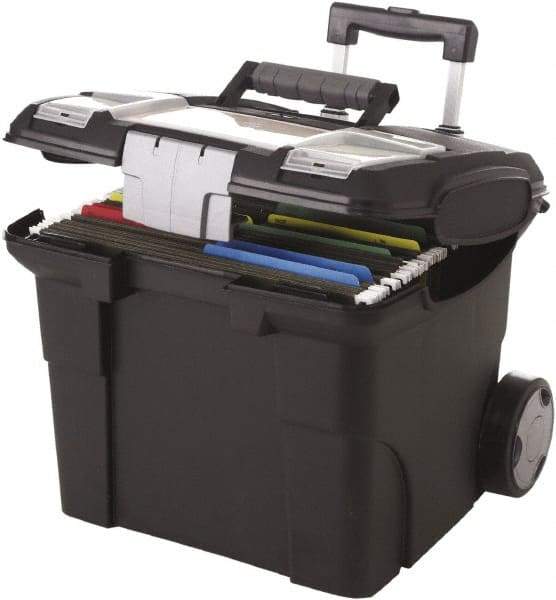 Storex - 1 Compartment, 15" Wide x 30" High x 16.38" Deep, Portable Storage Box - Metal & Plastic, Black - Best Tool & Supply