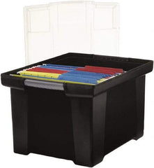 Storex - 1 Compartment, 18-1/2" Wide x 10-7/8" High x 14-1/4" Deep, Portable Storage Box - Plastic, Black/Clear - Best Tool & Supply