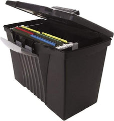 Storex - 1 Compartment, 14-1/2" Wide x 12" High x 10-1/2" Deep, File Storage Boxes - Plastic, Black - Best Tool & Supply