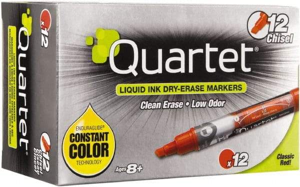 Quartet - Red, Chisel Tip, Dozen EnduraGlide Dry Erase Markers - For Use with Dry Erase Marker Boards - Best Tool & Supply