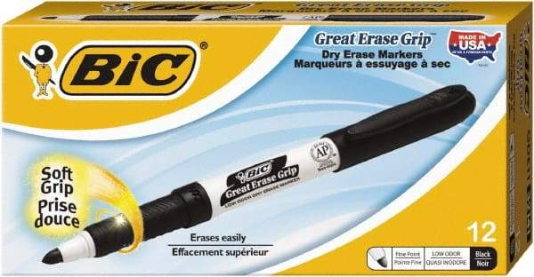 Bic - Black Great Erase Grip Fine Point Dry Erase Markers - For Use with Dry Erase Marker Boards - Best Tool & Supply