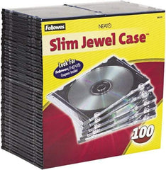 FELLOWES - 1 Compartment, 5-5/8" Wide x 4-15/16" High x 3/16" Deep, CD Case - Plastic, Clear/Black - Best Tool & Supply