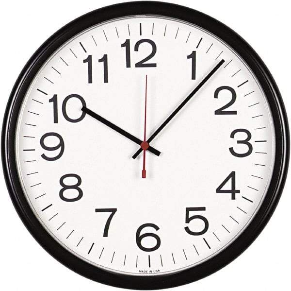 UNIVERSAL - White Face, Dial Wall Clock - Analog Display, Black Case, Runs on AA Battery - Best Tool & Supply