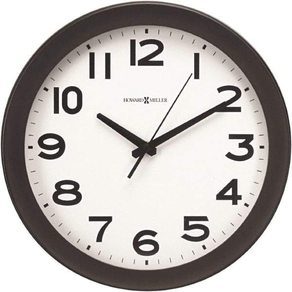 Howard Miller - White Face, Dial Wall Clock - Analog Display, Black Case, Runs on AA Battery - Best Tool & Supply