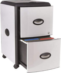 Storex - 19" Wide x 23" High x 15" Deep, 2 Drawer Mobile Pedestal - Plastic/Steel, Silver/Black - Best Tool & Supply