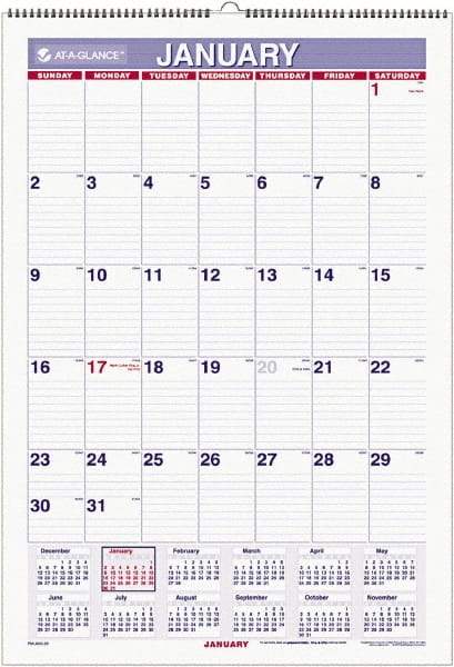 AT-A-GLANCE - 6 Sheet, 15-1/2 x 22-3/4", Ruled Blocks Wall Calendar - White - Best Tool & Supply