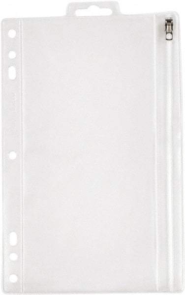 OXFORD - 6 x 9-1/2" 1 Tabs, 5-Hole Punched, Binder Pockets Divider - Clear, White Tabs, Clear/White Folder - Best Tool & Supply