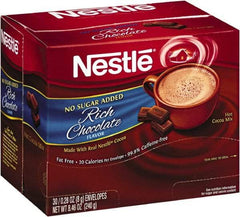 Nestle - No-Sugar-Added Hot Cocoa Mix Envelopes, Rich Chocolate, 0.28 oz Packet, 30/Box - Best Tool & Supply