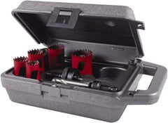 M.K. MORSE - 7 Piece, 7/8" to 1-1/2" Saw Diam, Mechanic's Hole Saw Kit - Bi-Metal, Toothed Edge, Pilot Drill Model No. MAPD301, Includes 2 Hole Saws - Best Tool & Supply